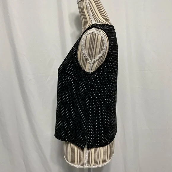 black sleeveless white polka dots blouse small - Picture 3 of 6